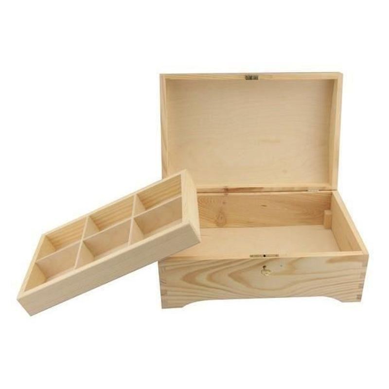 Pinewood Jewellery Box with Key, Organiser Gift